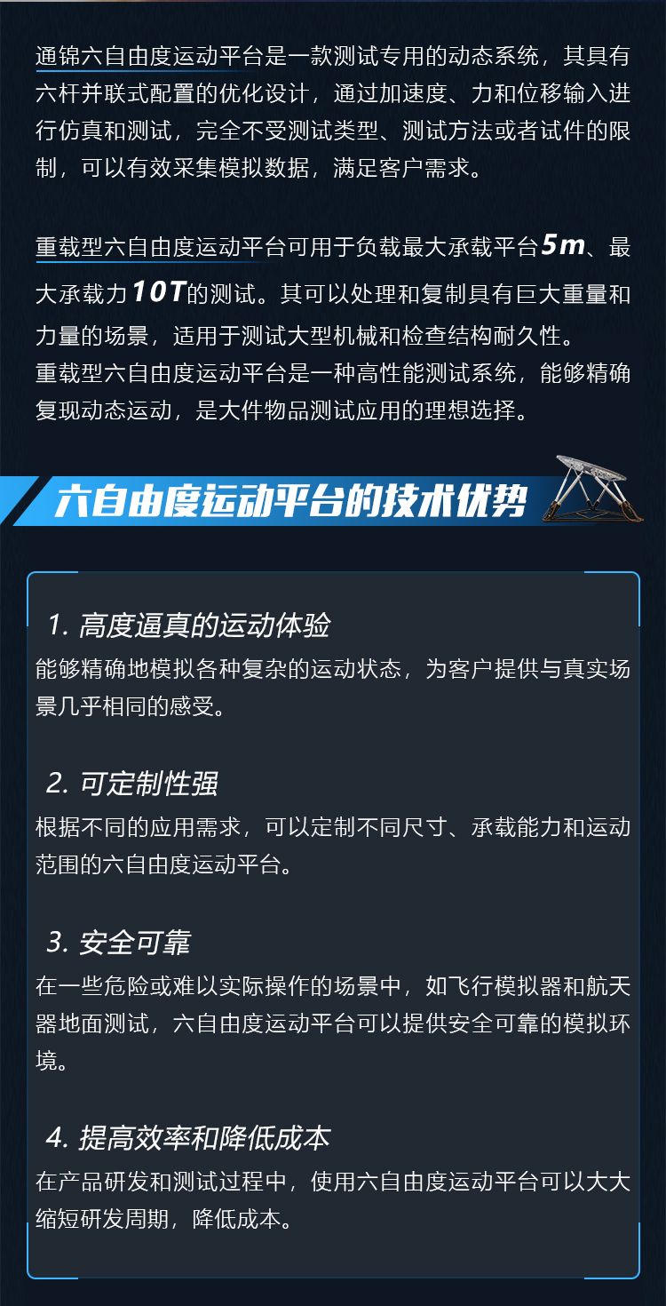 通錦重載型六自由度平臺(tái)-多領(lǐng)域仿真測(cè)試的高精度利器